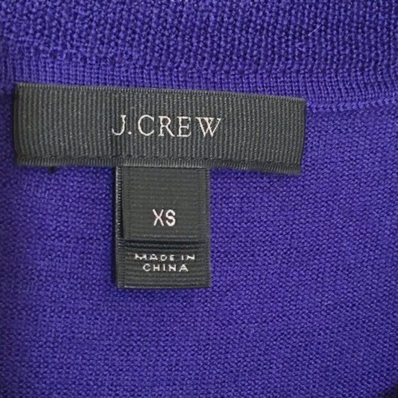 J Crew Womens Blue Merino Wool Sweater Crew Neck Side Slit Ties size XS - Picture 7 of 9